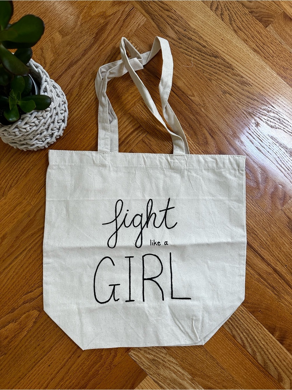 Canvas Tote Bag - "Fight Like a Girl" - Natural